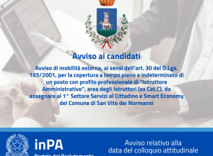 Avviso mobilità esterna 1° Settore - Avviso data colloquio