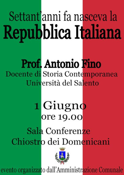 “Settant'anni fa nasceva la Repubblica Italiana”: incontro con il...