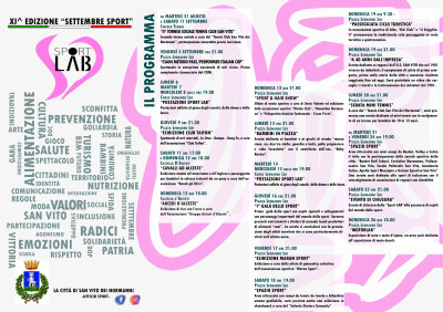 Calendario eventi SPORT LAB - XI edizione del Settembre Sport