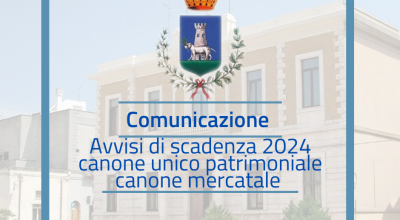 Avvisi di scadenza 2024 canone unico patrimoniale e canone marcatale