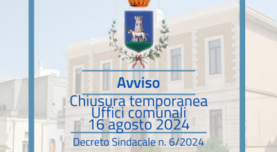 Chiusura uffici comunali 16 agosto 2024