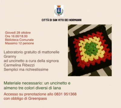 Laboratorio gratuito di mattonelle ad uncinetto