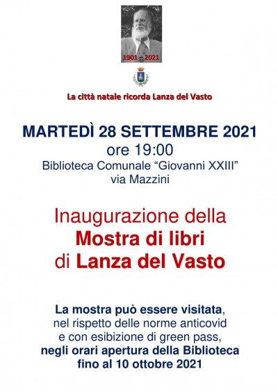 Inaugurazione della mostra di libri di Lanza del Vasto