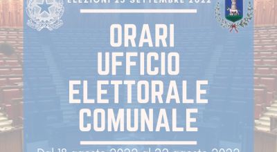 ELEZIONI POLITICHE 25 SETTEMBRE 2022 - ORARI APERTURA STRAORDINARIA