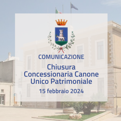 Chiusura ufficio concessionaria Canone Unico Patrimoniale