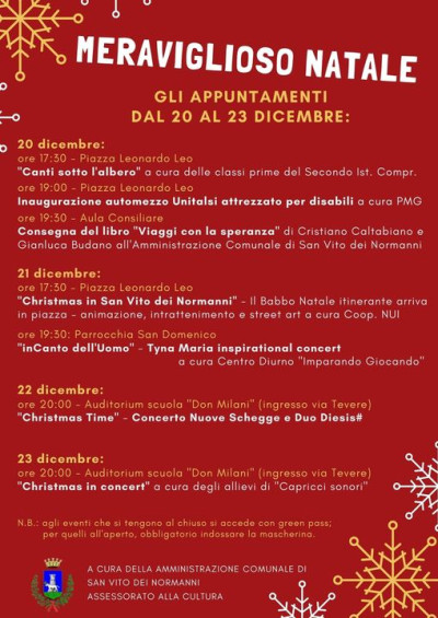 EVENTI NATALIZI - Gli appuntamenti dal 20 al 23 dicembre