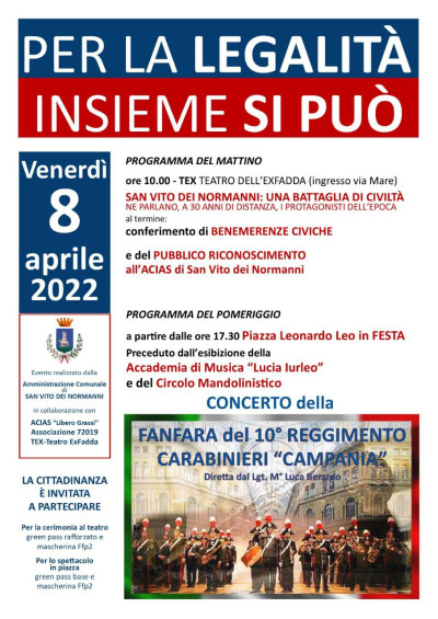 PER LA LEGALITÀ. INSIEME SI PUÒ!