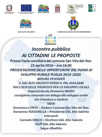GAL Alto Salento: Presentazione del Piano di Sviluppo Rurale 2014/2020