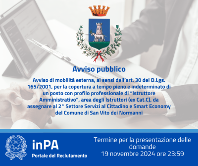 Avviso di mobilità esterna (art. 30 D.Lgs. 165/2001)