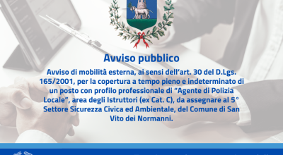 Avviso di mobilità esterna (art. 30 D.Lgs. 165/2001) - Agente di Poliz...