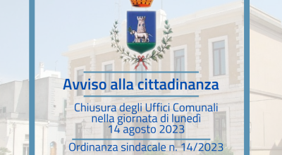 Chiusura uffici comunali del 14 agosto 2023