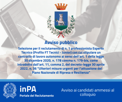 Selezione professionista Esperto Tecnico (Profilo FT Tecnici - Junior) - art....